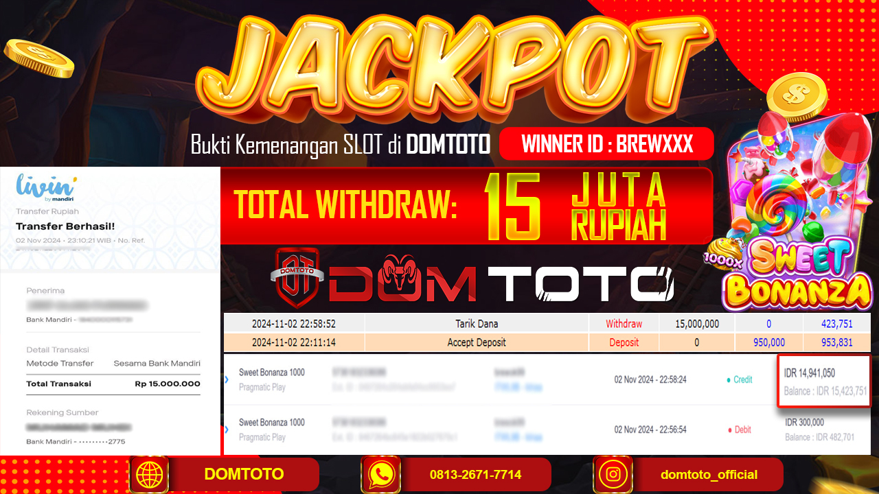 JACKPOT SLOT SWEET BONANZA 1000  02 NOVEMBER 2024